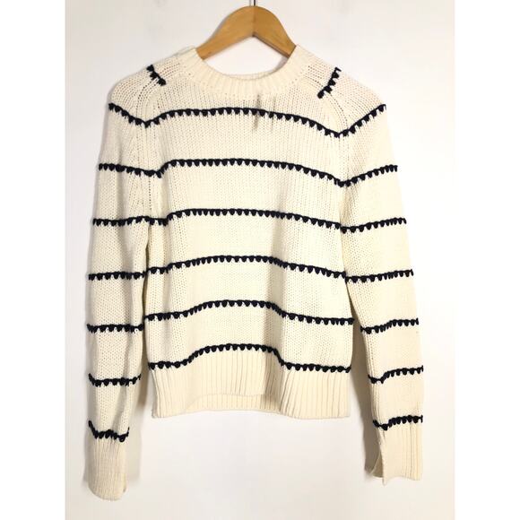 Madewell Textured Cotton Crewneck Sweater Stripe White Blue NWT S - Picture 3 of 8